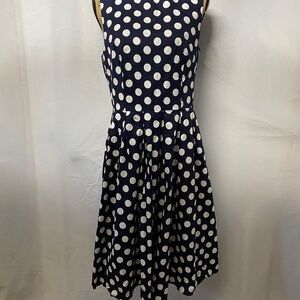 Women's Sleeveless Dress Navy & White Polka Dots Casual Cocktail NWT Size XL